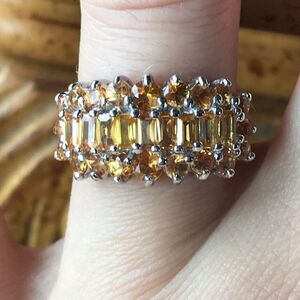 Natural Orange Sapphire Sterling Silver Ring Size 6